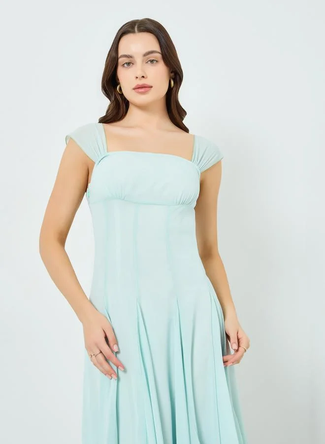 تايك تو فستان ميدي بلا أكمام بخصر محدد للنساء